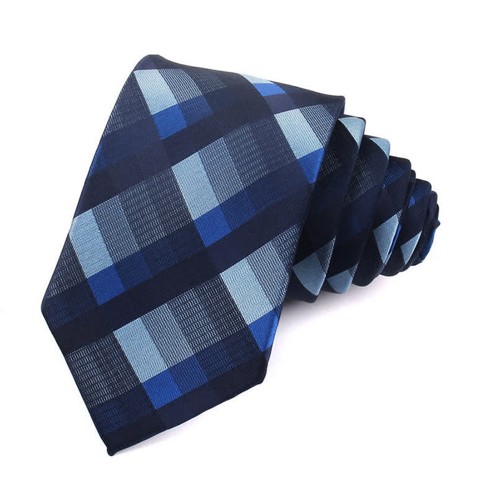 Men's Fashion Casual Modern Checked Narrow Necktie - Blue - Necktie - image 15