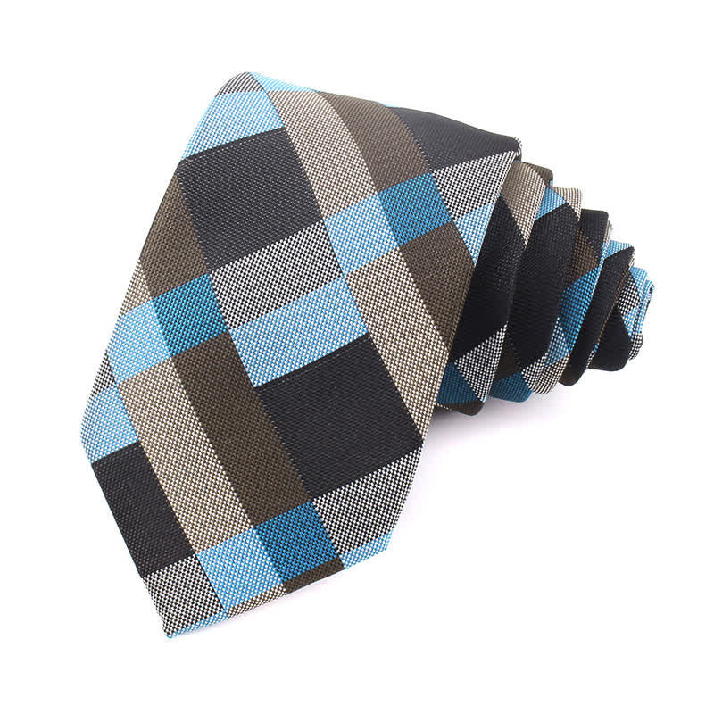 Men's Fashion Casual Modern Checked Narrow Necktie - Sky Blue - Necktie - image 35