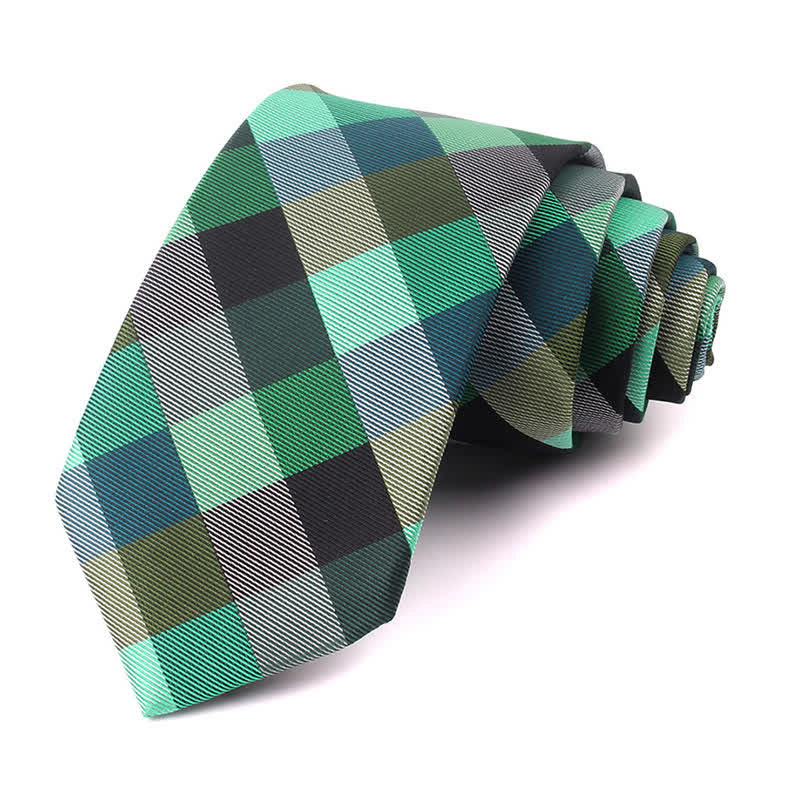 Men's Fashion Casual Modern Checked Narrow Necktie - Green - Necktie - image 30