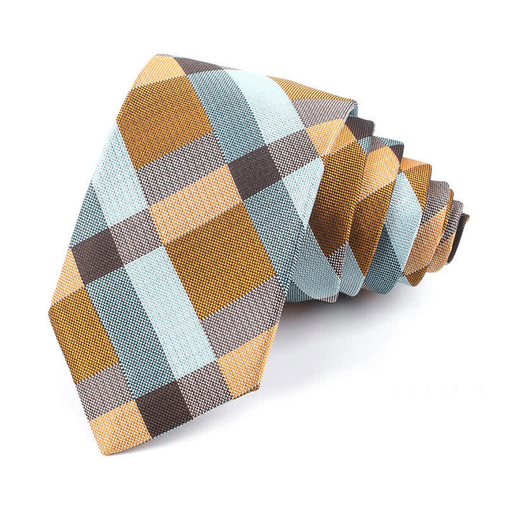 Men's Fashion Casual Modern Checked Narrow Necktie - Khaki - Necktie - image 40