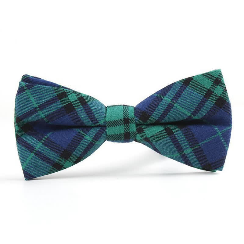 Men's Trendy Plaid Pattern Bow Tie Handkerchief Necktie - Style #1 - Bow Tie - image 4