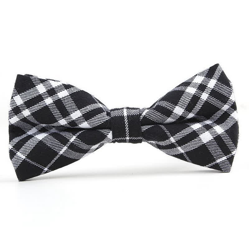 Men's Trendy Plaid Pattern Bow Tie Handkerchief Necktie - Style #6 - Bow Tie - image 28