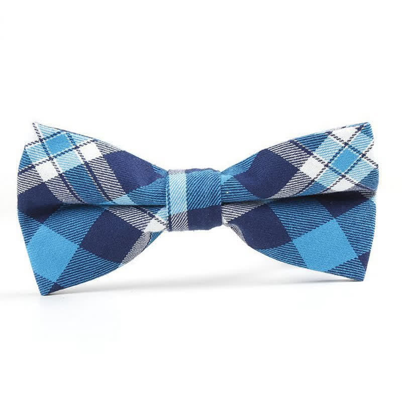 Men's Trendy Plaid Pattern Bow Tie Handkerchief Necktie - Style #14 - Bow Tie - image 52