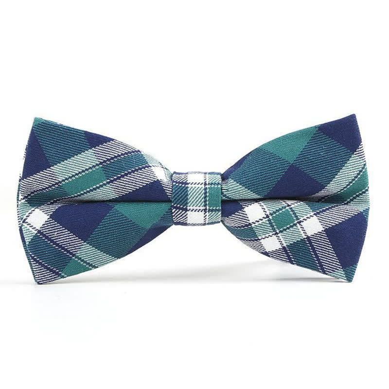 Men's Trendy Plaid Pattern Bow Tie Handkerchief Necktie - Style #12 - Bow Tie - image 46