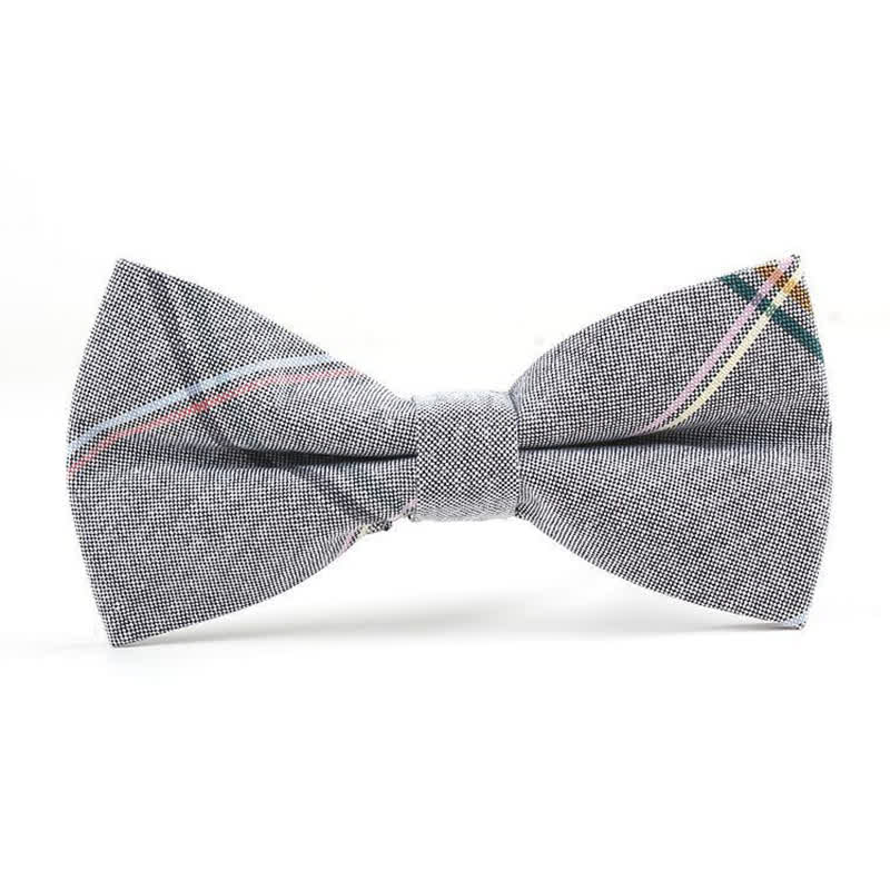 Men's Trendy Plaid Pattern Bow Tie Handkerchief Necktie - Style #2 - Bow Tie - image 10