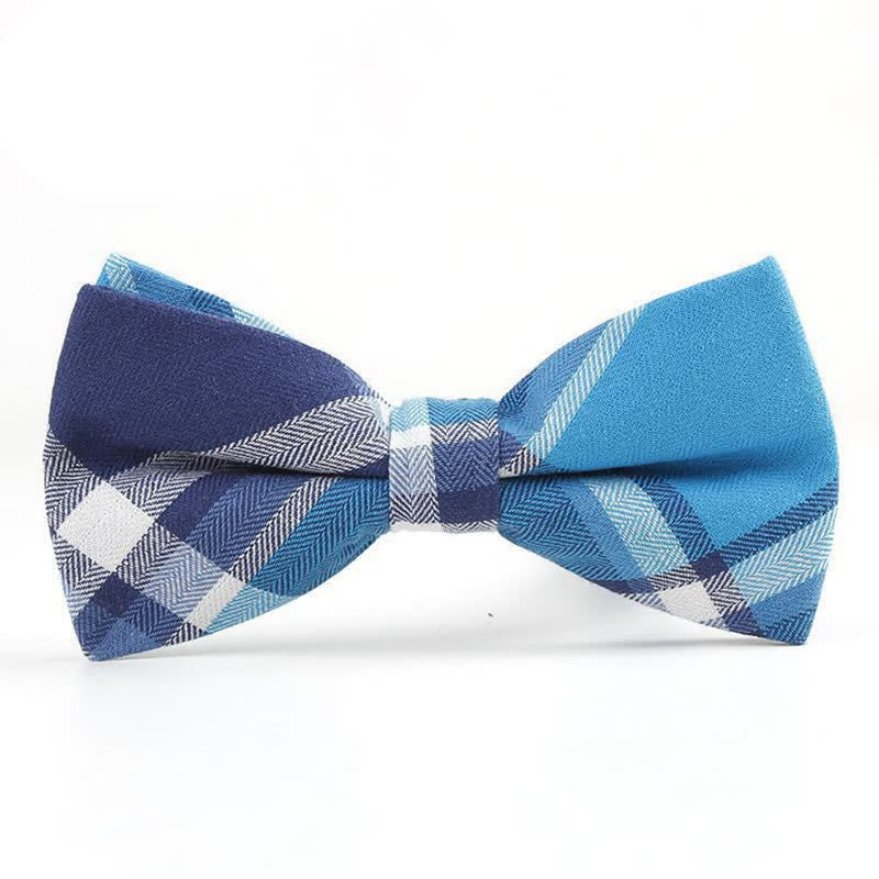 Men's Trendy Plaid Pattern Bow Tie Handkerchief Necktie - Style #8 - Bow Tie - image 34