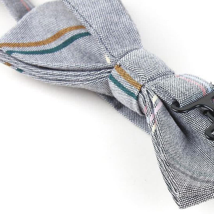Men's Trendy Plaid Pattern Bow Tie Handkerchief Necktie - image 12