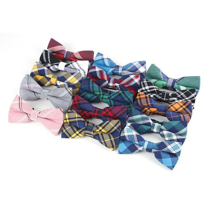 Men's Trendy Plaid Pattern Bow Tie Handkerchief Necktie - image 7