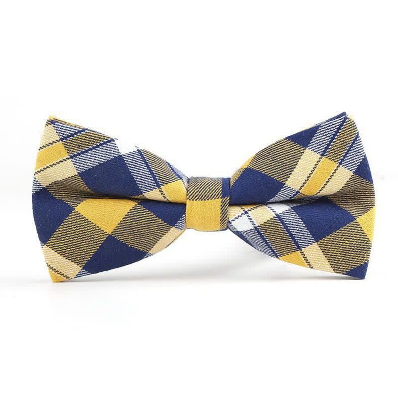 Men's Trendy Plaid Pattern Bow Tie Handkerchief Necktie - Style #11 - Bow Tie - image 43