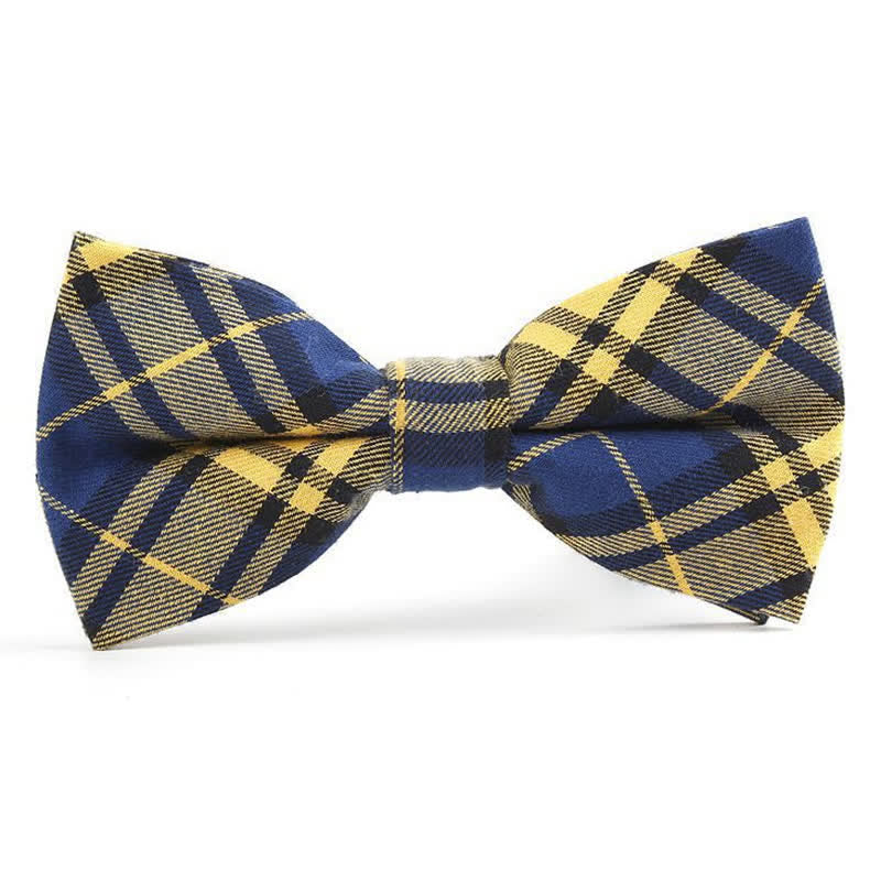 Men's Trendy Plaid Pattern Bow Tie Handkerchief Necktie - Style #5 - Bow Tie - image 25