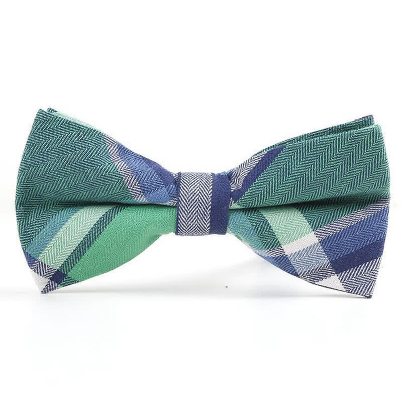 Men's Trendy Plaid Pattern Bow Tie Handkerchief Necktie - Style #9 - Bow Tie - image 37