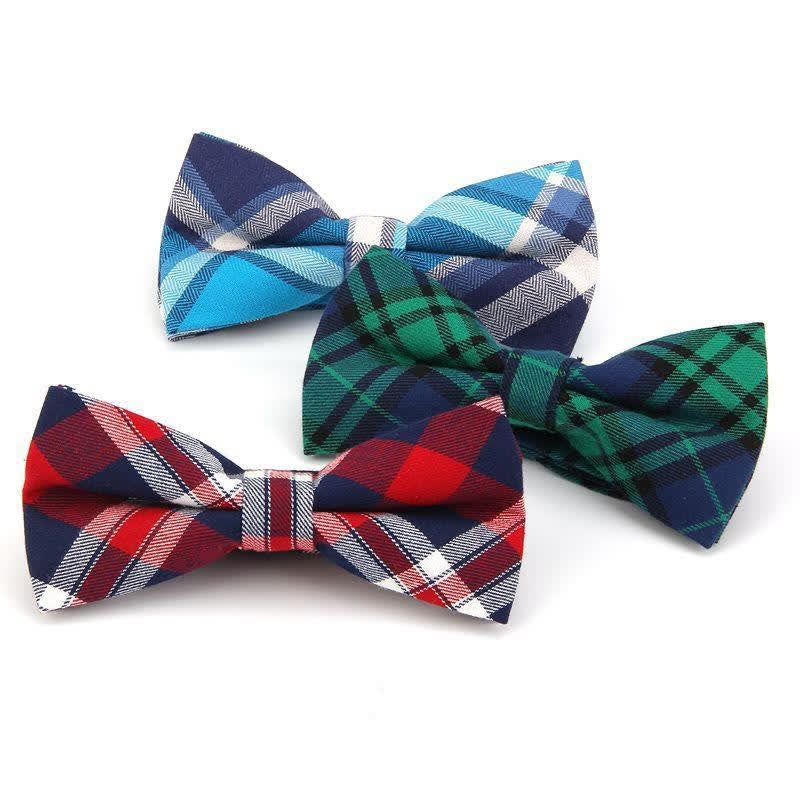 Men's Trendy Plaid Pattern Bow Tie Handkerchief Necktie - image 6