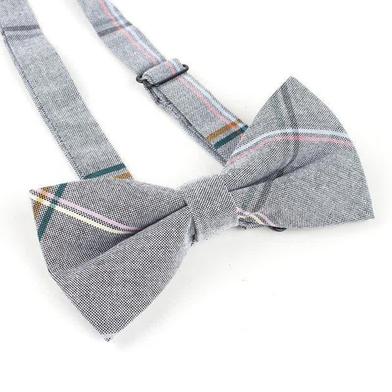 Men's Trendy Plaid Pattern Bow Tie Handkerchief Necktie - image 11