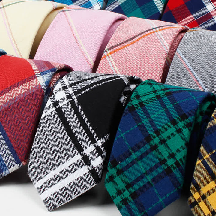 Men's Trendy Plaid Pattern Bow Tie Handkerchief Necktie - image 1