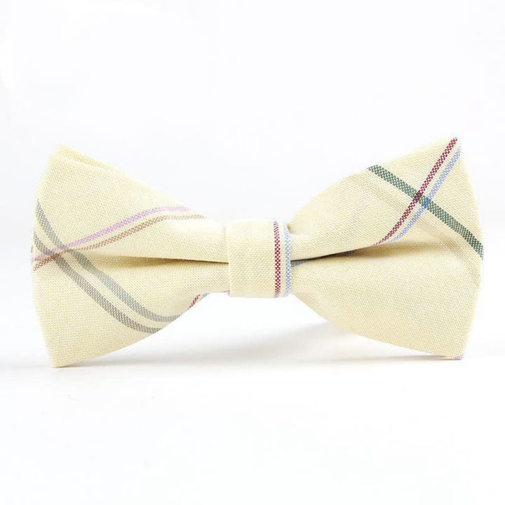 Men's Trendy Plaid Pattern Bow Tie Handkerchief Necktie - Style #13 - Bow Tie - image 49