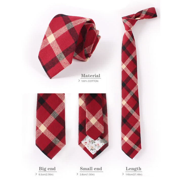 Men's Fresh Striped Plaid Pattern Skinny Cotton Necktie - image 7