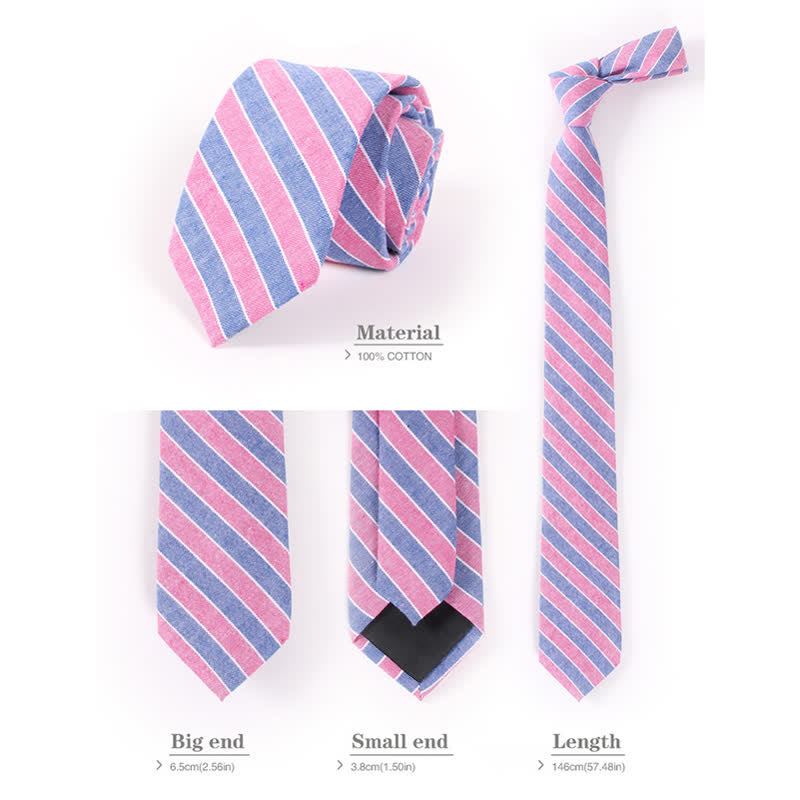 Men's Fresh Striped Plaid Pattern Skinny Cotton Necktie - image 10