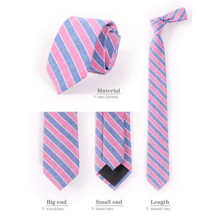 Men's Fresh Striped Plaid Pattern Skinny Cotton Necktie - image 10