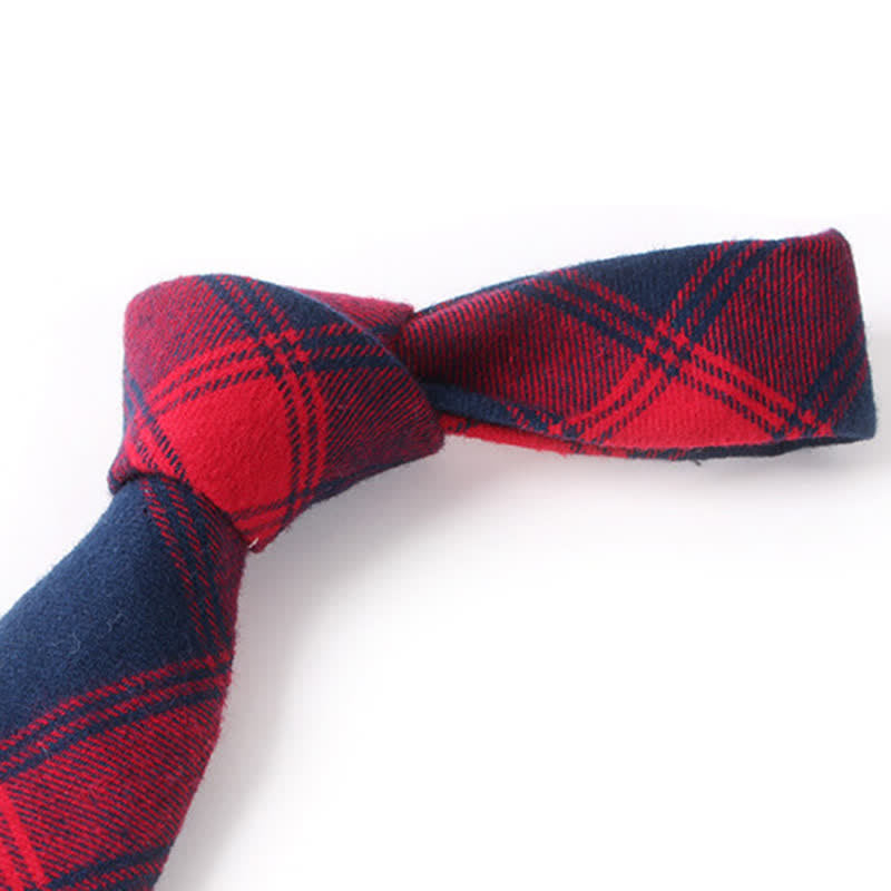 Men's Formal Look Suit Accessory Plaid Cotton Necktie - image 4