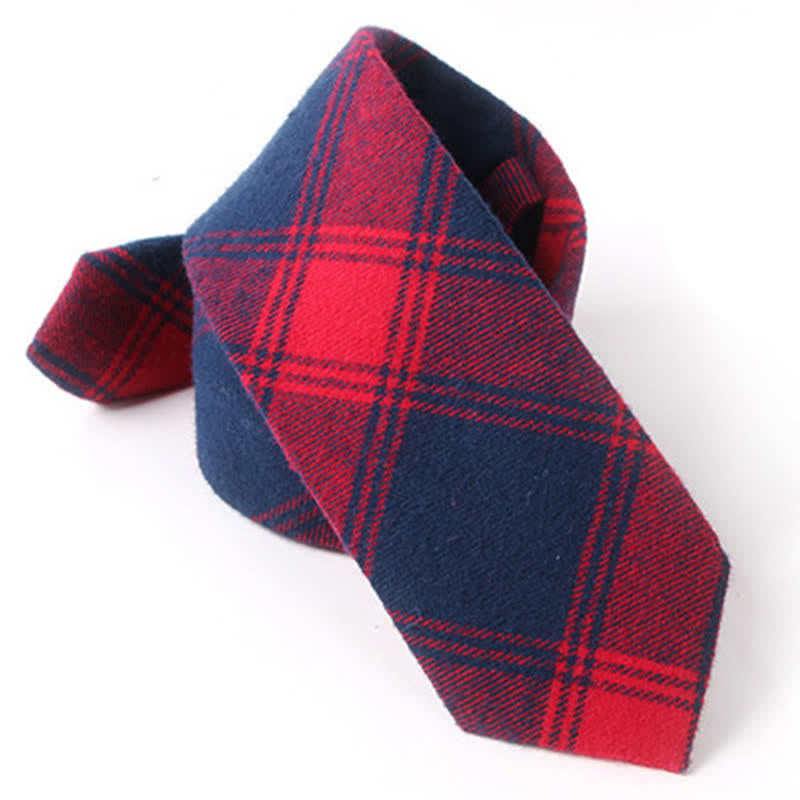 Men's Formal Look Suit Accessory Plaid Cotton Necktie - image 1