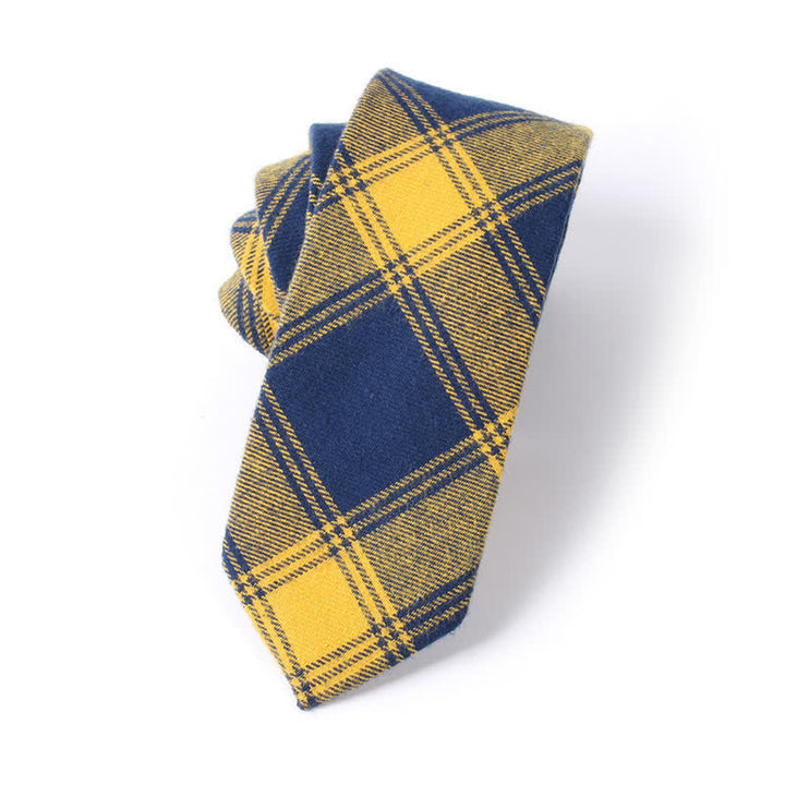 Men's Formal Look Suit Accessory Plaid Cotton Necktie - Yellow - image 7