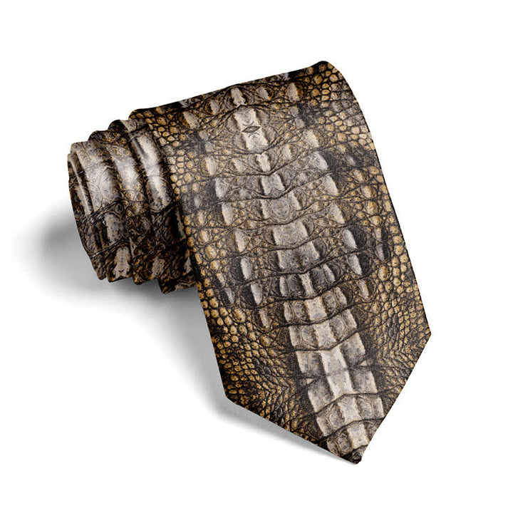 Men's Fun Stylish Animal Skin Printed Necktie - Crocodile - image 0