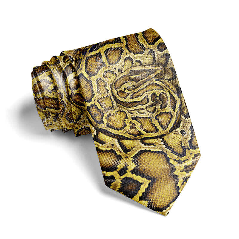 Men's Fun Stylish Animal Skin Printed Necktie - Yellow Snake - image 12