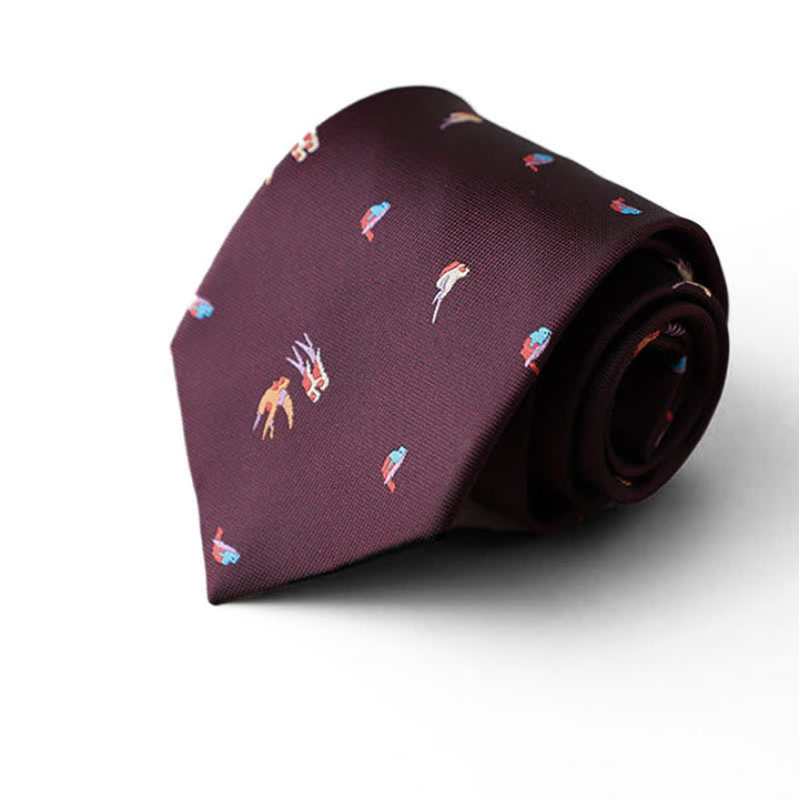 Men's Burgundy Animal Motifs Formal Necktie - Style #1 - image 0