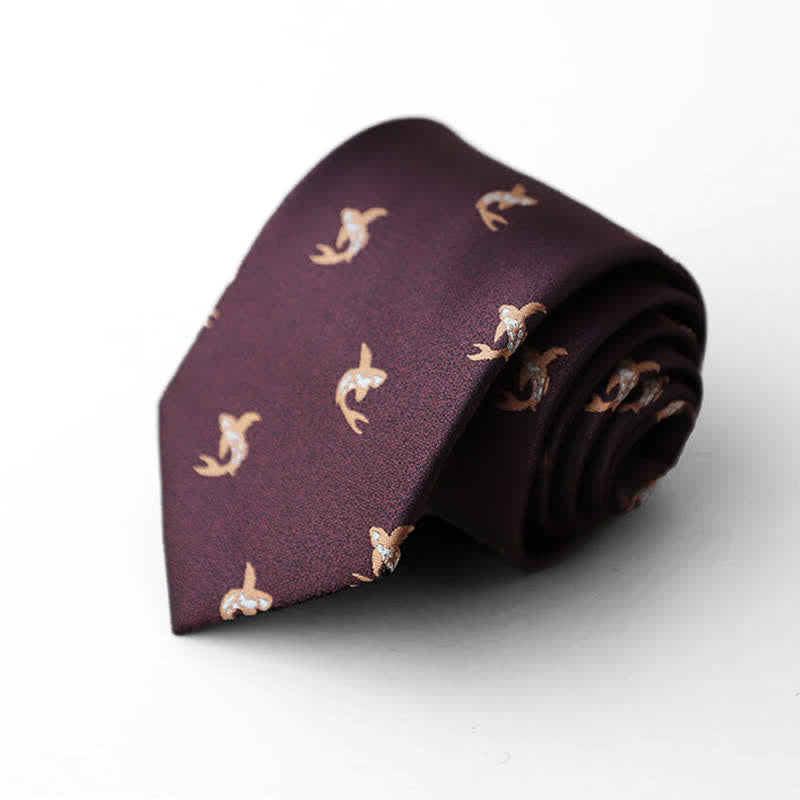 Men's Burgundy Animal Motifs Formal Necktie - Style #2 - image 1