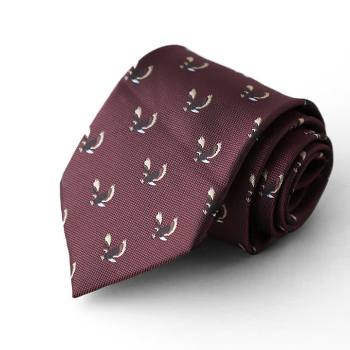 Men's Burgundy Animal Motifs Formal Necktie - Style #4 - image 3