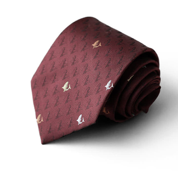 Men's Burgundy Animal Motifs Formal Necktie - Style #3 - image 2