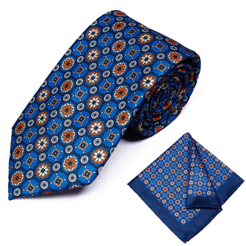 2Pcs Men's Geometrical Paisley Handkerchief Necktie Set - Style #20 - image 20