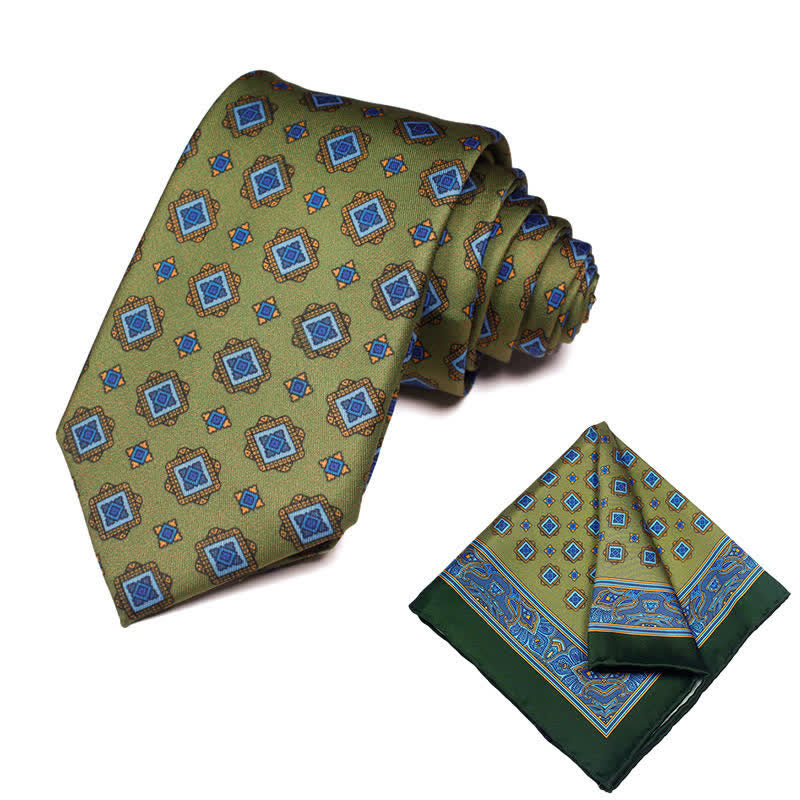 2Pcs Men's Geometrical Paisley Handkerchief Necktie Set - Style #28 - image 28