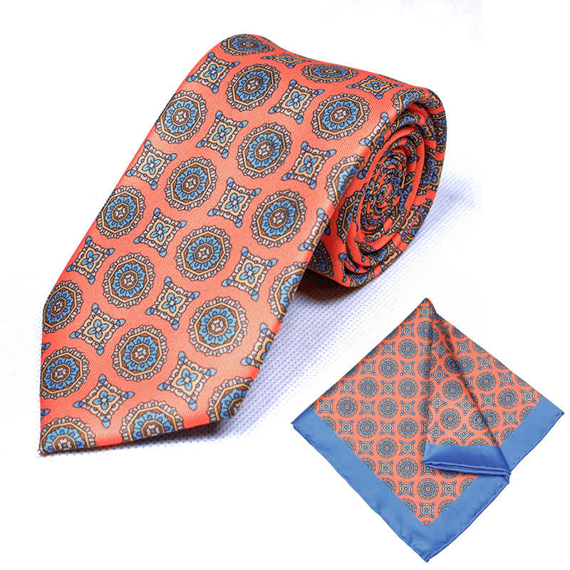 2Pcs Men's Geometrical Paisley Handkerchief Necktie Set - Style #18 - image 18