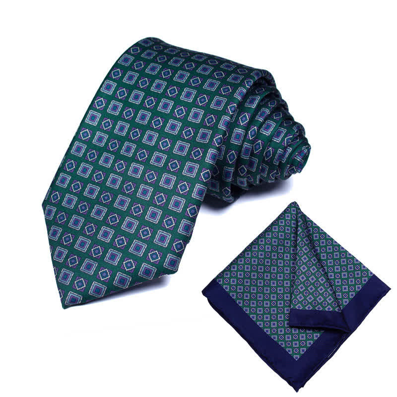 2Pcs Men's Geometrical Paisley Handkerchief Necktie Set - Style #24 - image 24