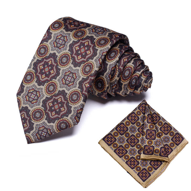 2Pcs Men's Geometrical Paisley Handkerchief Necktie Set - Style #26 - image 26