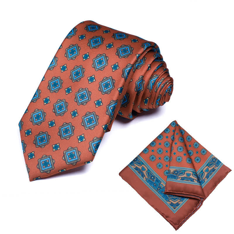 2Pcs Men's Geometrical Paisley Handkerchief Necktie Set - Style #29 - image 29