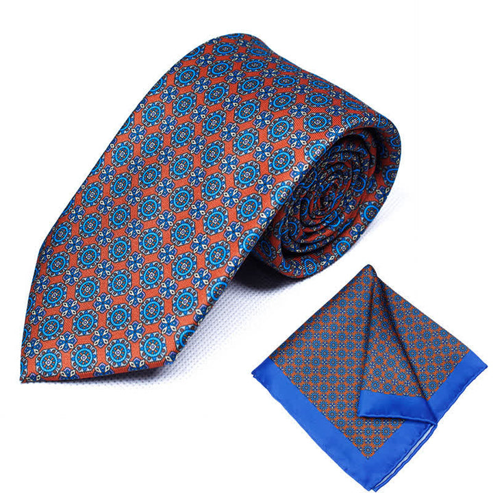 2Pcs Men's Geometrical Paisley Handkerchief Necktie Set - Style #5 - image 5