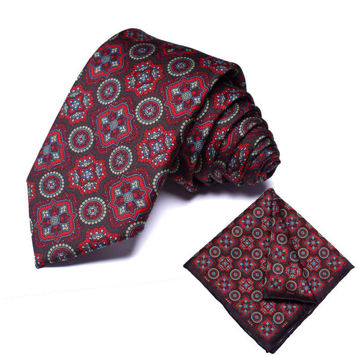 2Pcs Men's Geometrical Paisley Handkerchief Necktie Set - Style #27 - image 27