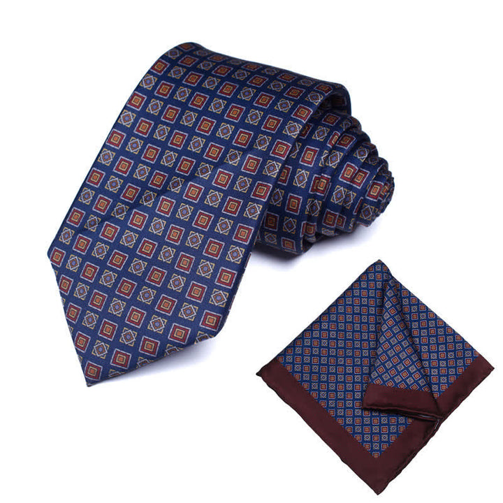 2Pcs Men's Geometrical Paisley Handkerchief Necktie Set - Style #23 - image 23