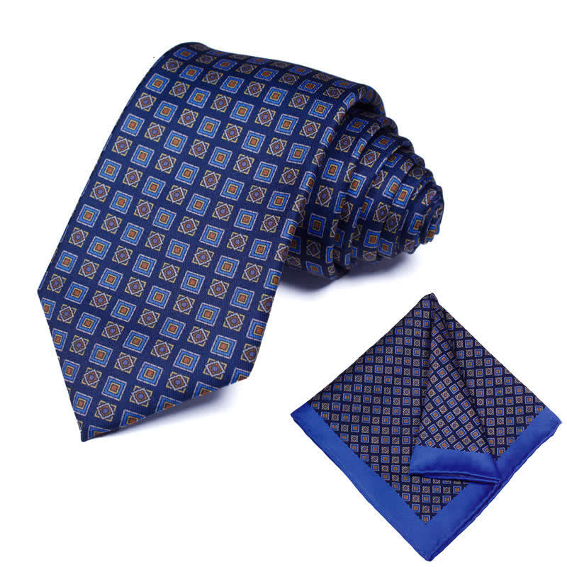 2Pcs Men's Geometrical Paisley Handkerchief Necktie Set - Style #22 - image 22