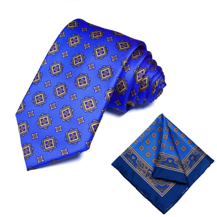 2Pcs Men's Geometrical Paisley Handkerchief Necktie Set - Style #30 - image 30