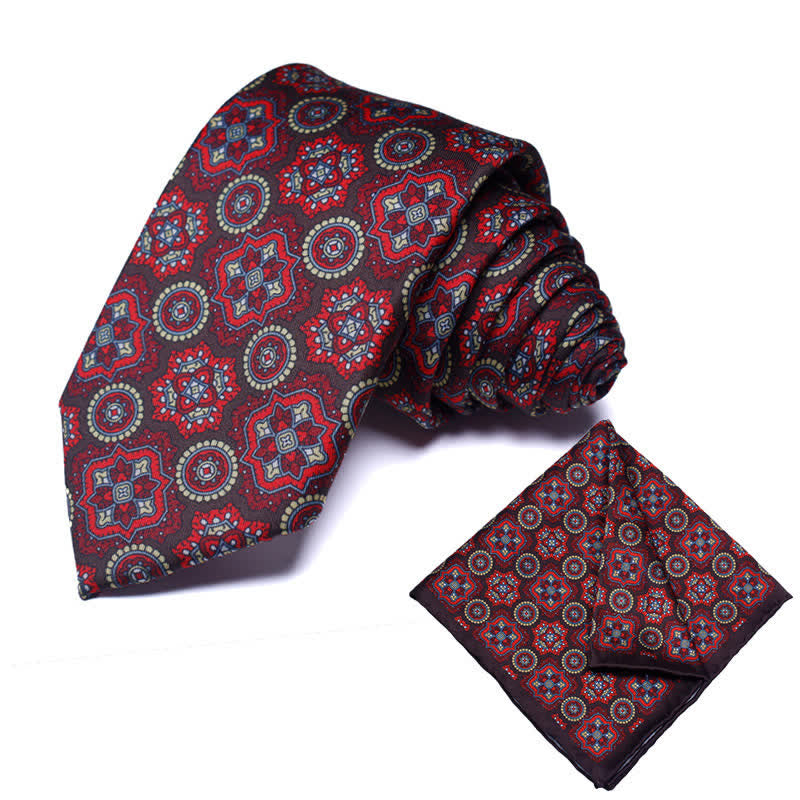 2Pcs Men's Geometrical Paisley Handkerchief Necktie Set - Style #27 - image 27