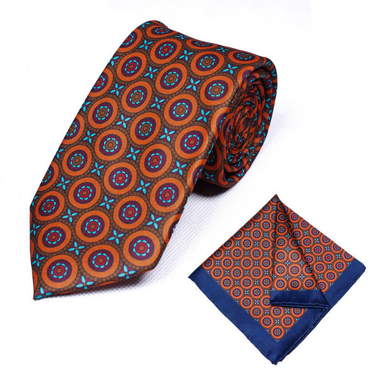 2Pcs Men's Geometrical Paisley Handkerchief Necktie Set - Style #15 - image 15