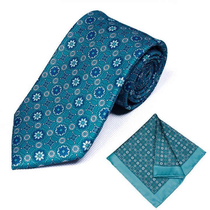 2Pcs Men's Geometrical Paisley Handkerchief Necktie Set - Style #19 - image 19