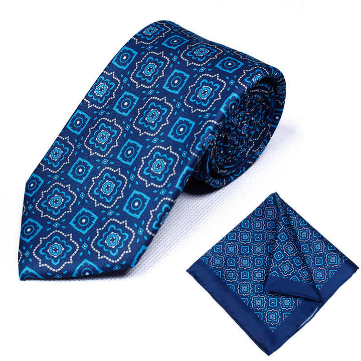 2Pcs Men's Geometrical Paisley Handkerchief Necktie Set - Style #11 - image 11