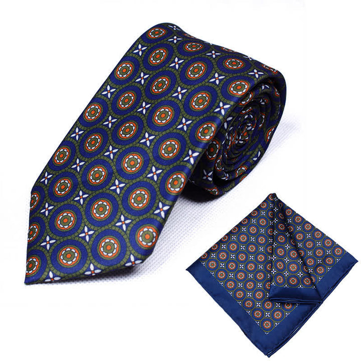 2Pcs Men's Geometrical Paisley Handkerchief Necktie Set - Style #14 - image 14