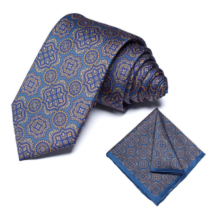 2Pcs Men's Geometrical Paisley Handkerchief Necktie Set - Style #25 - image 26