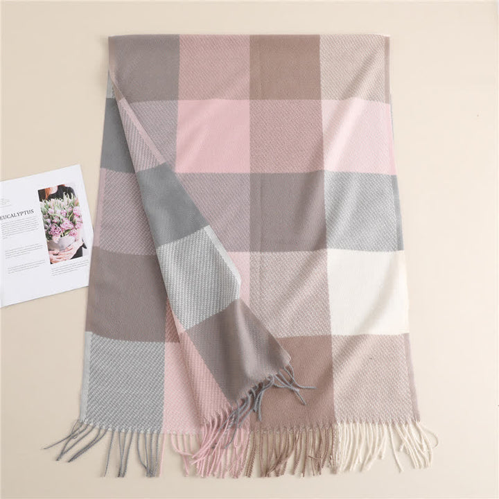 Unisex Fringed Plaid Striped Winter Warm Scarf - image 13