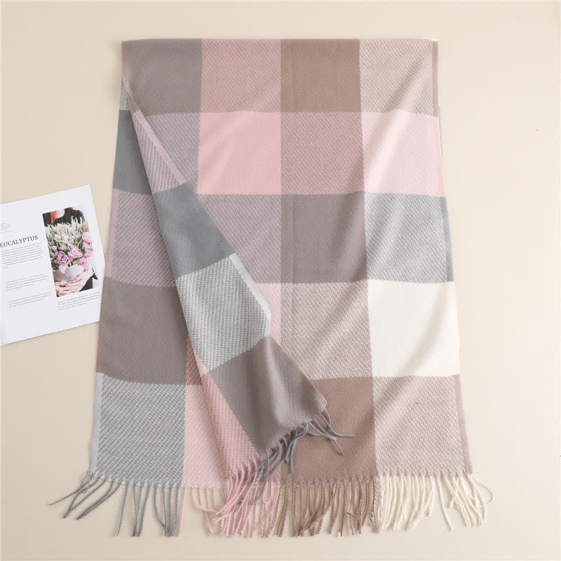 Unisex Fringed Plaid Striped Winter Warm Scarf - image 13